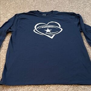 Dallas Cowboys Navy Long Sleeve Shirt with Heart Football Design